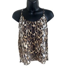 Y2K Leopard Print Silk Cami Top XS Sexy‎ Going Out Clubwear Party Tank 2000s